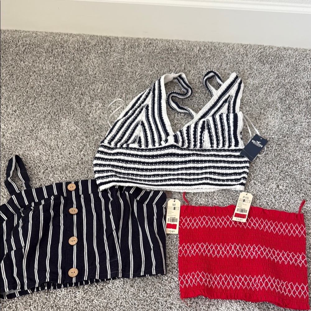 All 3 - Garage Black and White Striped Crop Top
